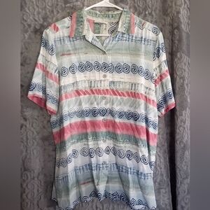 Alfred Dunner Multicolor Striped & Spiral Print Short Sleeve Shirt